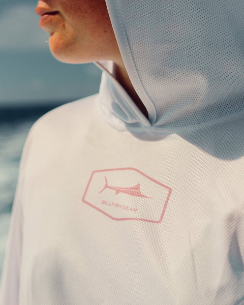 WHITE/PINK HOODED LONG SLEEVE